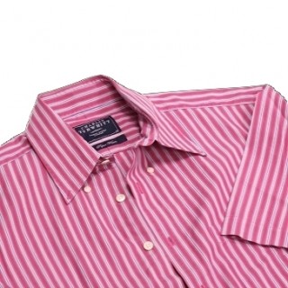 【摩達客】英國進口 Charles Tyrwhitt 高級紅白直紋短袖休閒襯衫