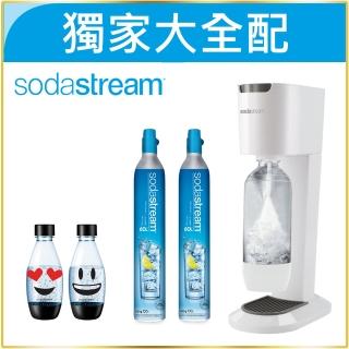 【MOMO獨家大全配】sodastream Genesis氣泡水機-白  (鋼瓶x2+1L專用水瓶x1+500ml專用水瓶X2)