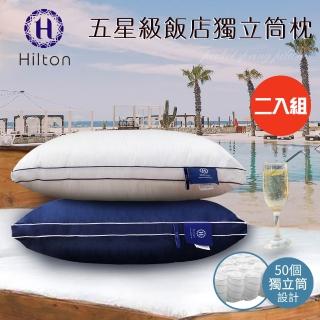 【Hilton希爾頓】五星級純棉滾邊立體銀離子抑菌獨立筒枕/兩色任選/買一送一(枕頭/透氣枕)