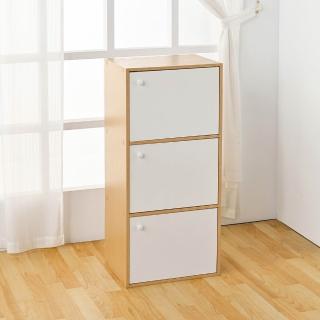 【ikloo】簡約木紋三門收納櫃/置物櫃