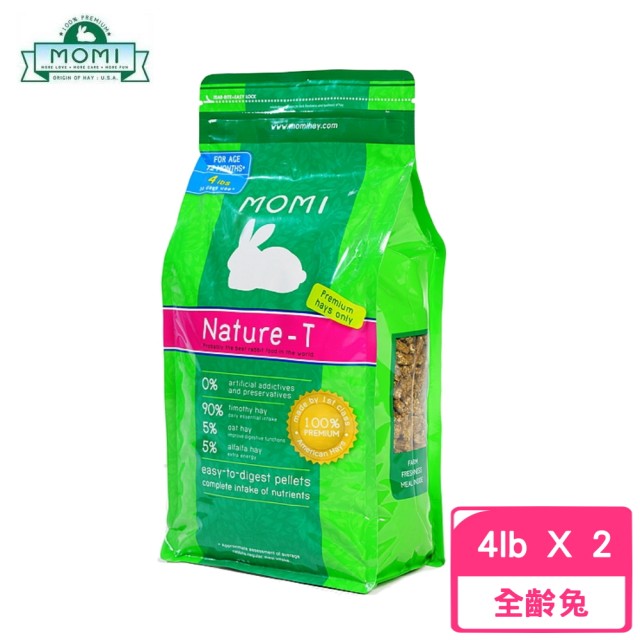 【MOMI 摩米】營養全天然T 4磅/1.8kg*2包組(兔飼料)