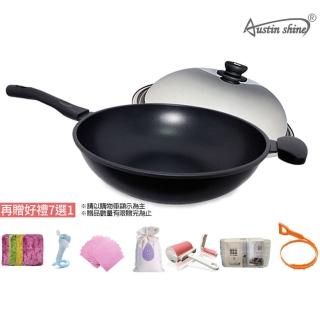 【AustinShine 鈦金系列】鐵鏟傷不了鈦合金不沾鍋 36CM 附鍋蓋(100%純鈦合金 不沾鍋 鐵鏟 抗刮)