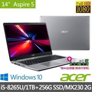 【無痛升級8G】Acer A515-53G-53ZT 15.6吋獨顯輕薄筆電(i5-8265U/4G/1TB+256G SSD/MX230 2G/DVD燒)