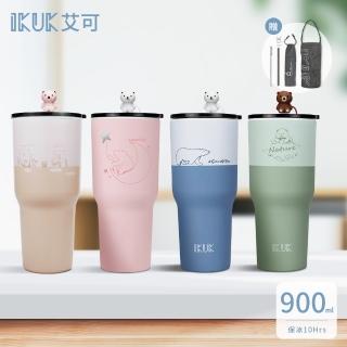 【IKUK 艾可】陶瓷保溫杯900ml珍奶杯(一體成型陶瓷內膽 無焊接縫 不掉漆)