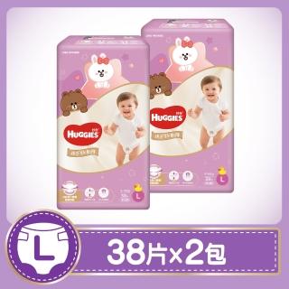 【HUGGIES 好奇】LINE FRIENDS 合作款裸感好動褲/褲型尿布箱購L 38片x2包