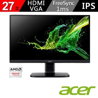 【Acer 宏碁】27型 IPS 廣視角 1ms 支援FreeSync 可壁掛 HDMI介面 護眼螢幕(KA272)