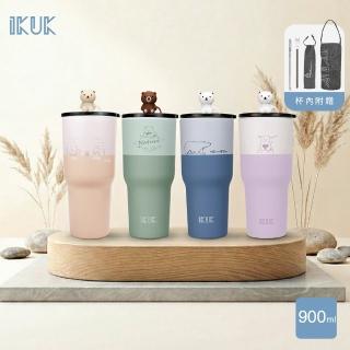 【IKUK 艾可】陶瓷保溫杯900ml珍奶杯(一體成型陶瓷內膽 無焊接縫 不掉漆)