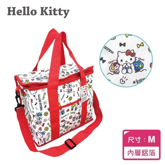 【SANRIO三麗鷗】Hello Kitty 野餐保溫保冷袋M(約12L大容量!!前方口袋設計好貼心!增加背帶設計!)