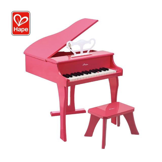 【Hape 愛傑卡】豪華木製三角鋼琴(音樂啟蒙玩具)