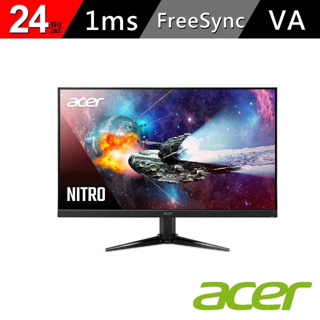 【Acer 宏碁】QG241Y 24型 1ms FreeSync VA 無邊框電競螢幕