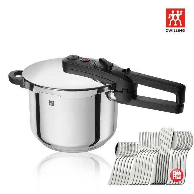 【ZWILLING 德國雙人】EcoQuick II 壓力鍋6L(贈Soho系列餐具24件組)