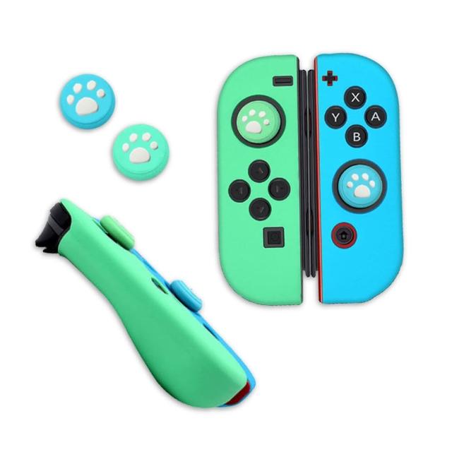 Switch副廠 主機Joy-Con 手把 矽膠套/果凍套(動物森友會 藍綠色)