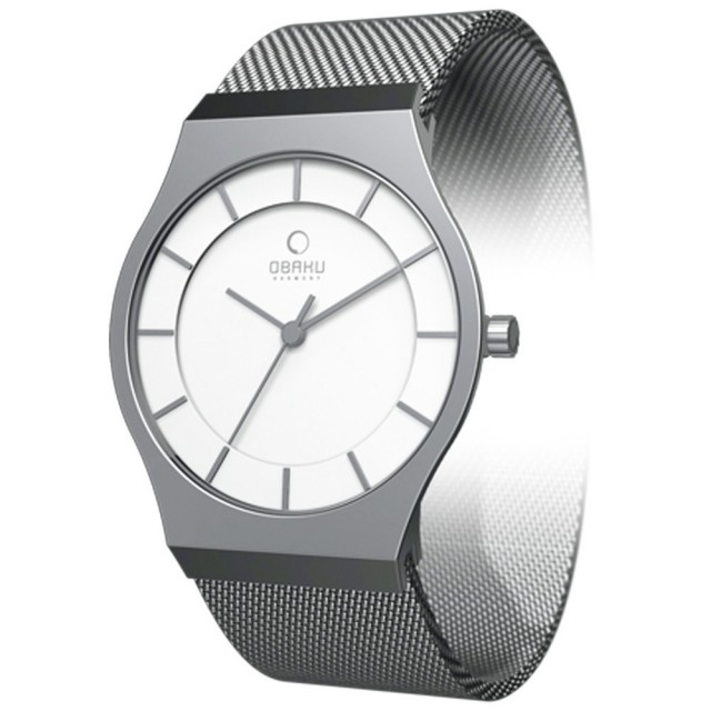 OBAKU 極簡時代優雅時尚腕錶-銀白/小- V123LCIMC