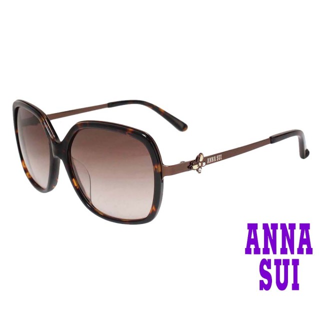 【ANNA SUI 安娜蘇】安娜流線細框系列太陽眼鏡(AS878-113-琥珀)