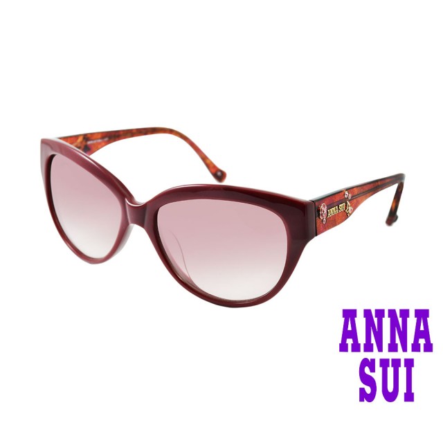 【ANNA SUI 安娜蘇】安娜流線貓眼系列太陽眼鏡(AS875-270-紅)
