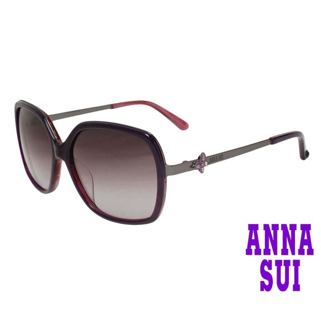 【ANNA SUI 安娜蘇】安娜流線細框系列太陽眼鏡(AS878-751-黯紅)