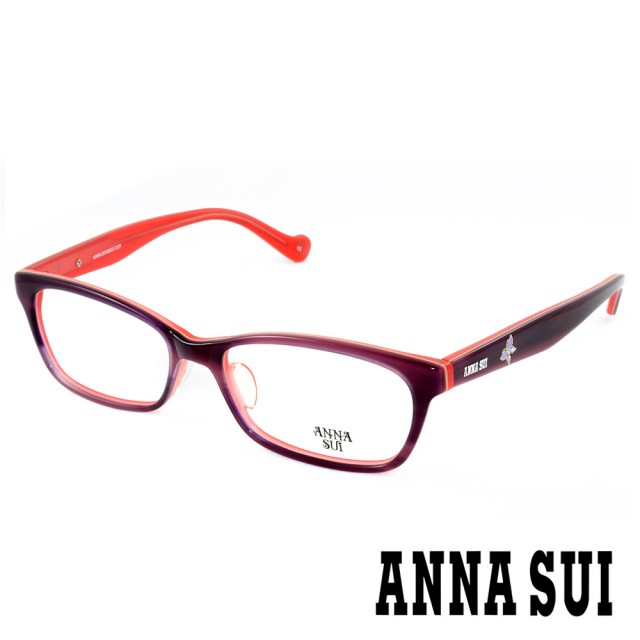 【ANNA SUI 安娜蘇】ANNA SUI安娜蘇 經典薔薇金屬蝴蝶花園造型眼鏡 紅色(AS521233)