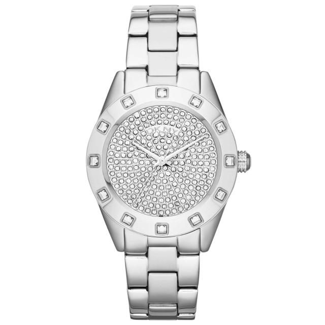 【DKNY】璀璨靈魂晶鑽時尚腕錶-鋼帶-銀-大(NY8889)