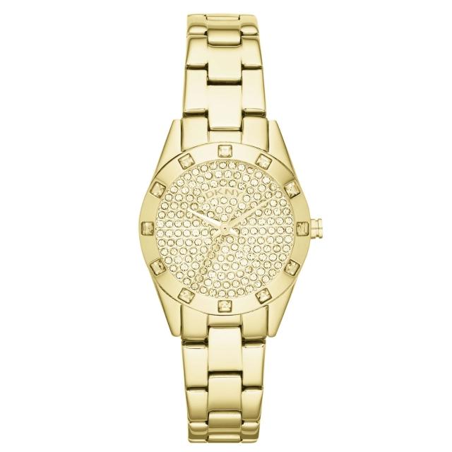 【DKNY】璀璨靈魂晶鑽時尚腕錶-鋼帶-金(NY8888)