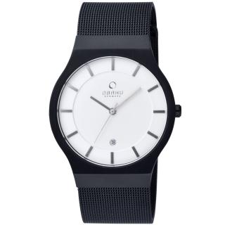【OBAKU】極簡時代優雅時尚腕錶(黑帶白面V123GBIMB)