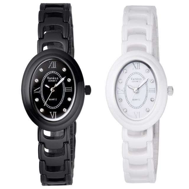 【Vaness】新古典優雅陶瓷時尚腕錶(兩款顏色)