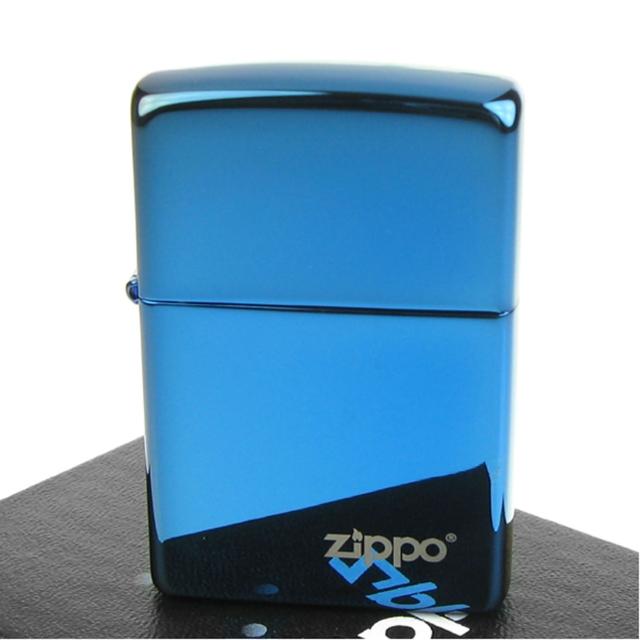 【ZIPPO】美系-LOGO字樣打火機-超質感Sapphire藍寶色鏡面