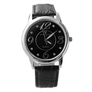 【范倫鐵諾˙古柏】數字奧地利水鑽真皮手錶腕錶 情人對錶