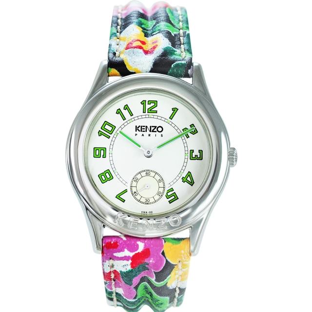 【KENZO】艷麗四射之花樣年華腕錶-樹葉綠刻度(KN2101FB1)