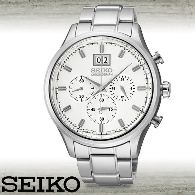 【SEIKO 精工】大錶徑三眼計時紳士錶(SPC079P1)
