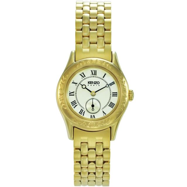 【KENZO】真愛典藏時尚腕錶-金x米白色(KN7804B02)