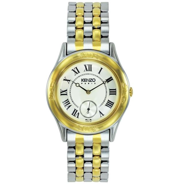 【KENZO】真愛典藏時尚腕錶-中金x米白色(KN2502B02)
