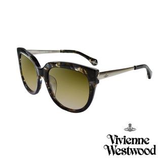 【Vivienne Westwood 英國 太陽眼鏡】經典土星銀邊太陽眼鏡(VW88203_琥珀黑)