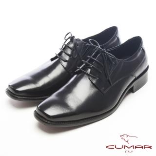 【CUMAR】自信品味-真皮綁帶型紳士皮鞋(黑)