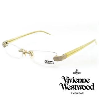 【Vivienne Westwood】英國薇薇安魏斯伍德★立體金屬標誌造型★光學眼鏡(白+金粉 VW110-03)