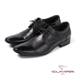 【CUMAR】CUMAR素面點紋簡潔皮鞋(黑)