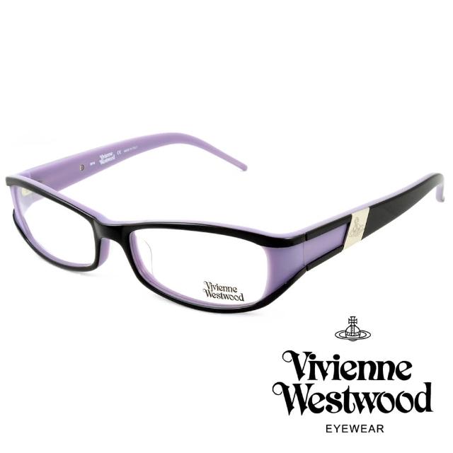 【Vivienne Westwood】英國薇薇安魏斯伍德英倫時尚★黑框線條金屬土星設計光學眼鏡(紫 VW115-01)