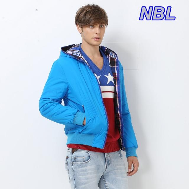 【NBL-NEWBOYLONDON】J0233B藍色連帽雙面穿鋪棉外套