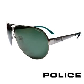 【POLICE】義大利警察都會款個性型男眼鏡-金屬框(綠銀 POS8876-584P)