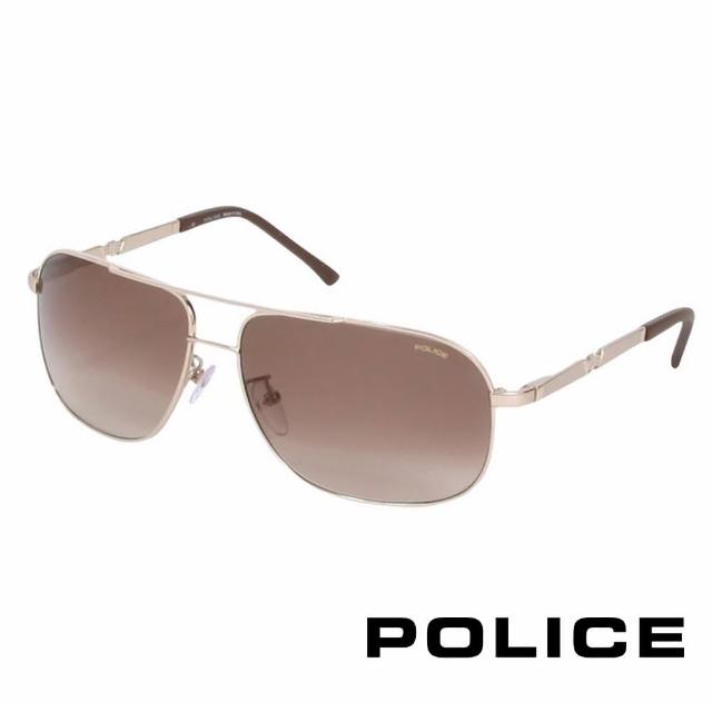【POLICE】都會時尚飛行員太陽眼鏡(漸層金 POS8747-0349)