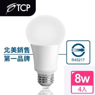 【美國TCP】8W LED 廣角型節能省電燈泡_白光(4入)