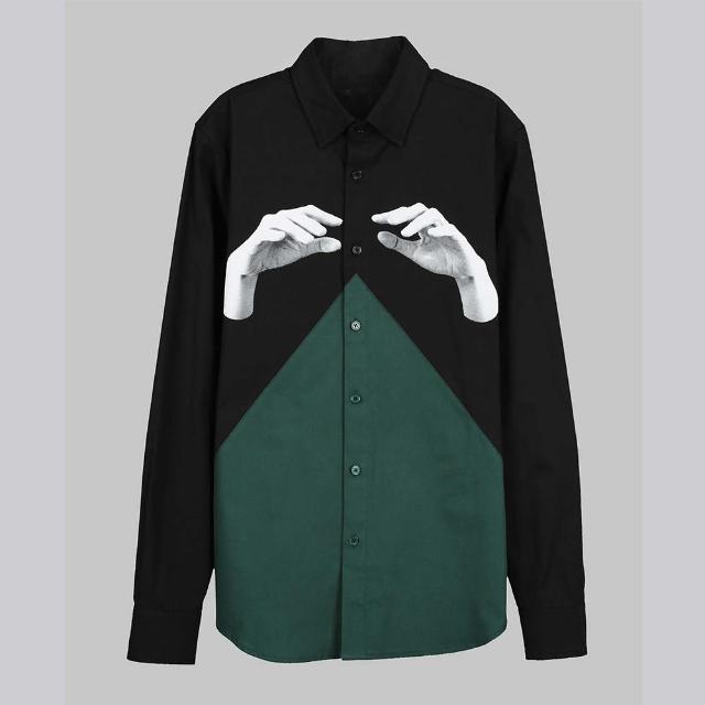 【摩達客】韓國進口EXO合作設計品牌DBSW Color Composer組色者黑綠(純棉男士修身長袖襯衫)