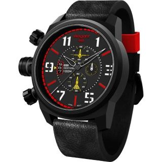 【elegantsis】Army 叢林戰鬥強悍三眼計時手錶-黑x紅(ELJF48-OR02LC)