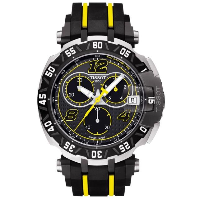 【TISSOT】天梭 T-RACE THOMAS LUTHI 限量三眼計時手錶-45mm 送行動電源 畢業禮物(T0924172706700)
