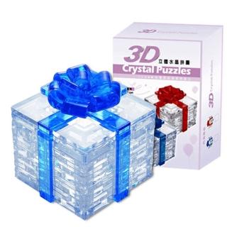 【3D立體水晶拼圖】3D Crystal Puzzles 愛的禮物(8cm系列-藍色38片)