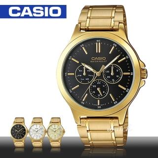 【CASIO 卡西歐】型男必備_不鏽鋼錶帶_金離子鍍金帶_防水_礦物玻璃_男錶(MTP-V300G)