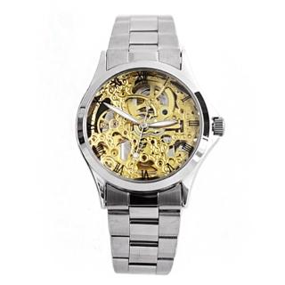 【范倫鐵諾˙古柏】自動上鍊機械腕錶 雙面鏤雕手錶 金色錶盤