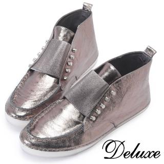 【Deluxe】簡約鉚釘時尚休閒低筒鞋(灰色)