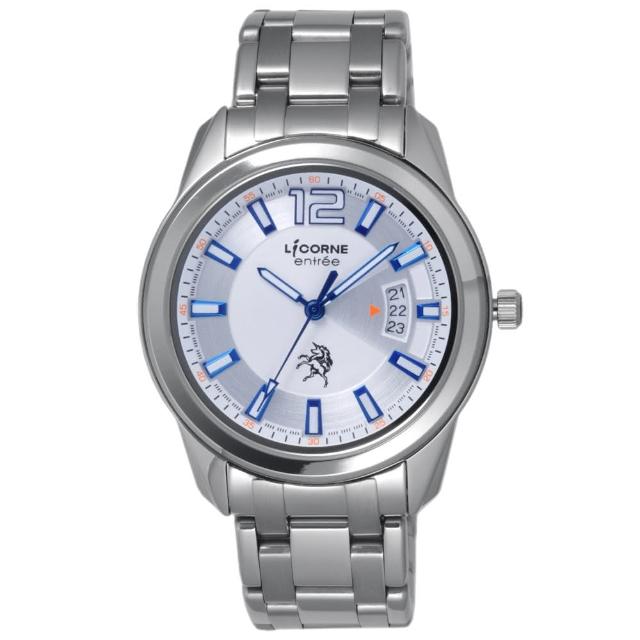 【LICORNE】日之轉換點日期腕錶-藍(LT085MWWI-N)