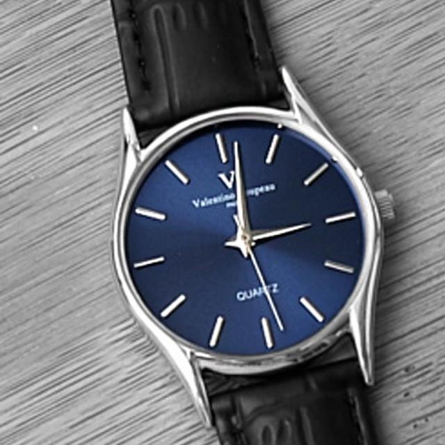 【范倫鐵諾˙古柏】深藍皮革手錶