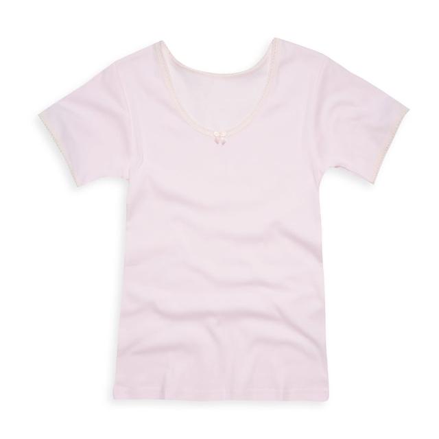 【annypepe】女童短袖內衣 純棉-粉紅90-150(女童內衣 兒童短袖 兒童內衣)